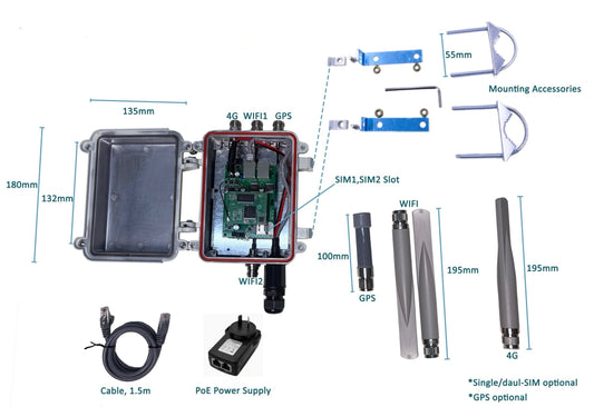 Outdoor 4G router with Waterproof Housing