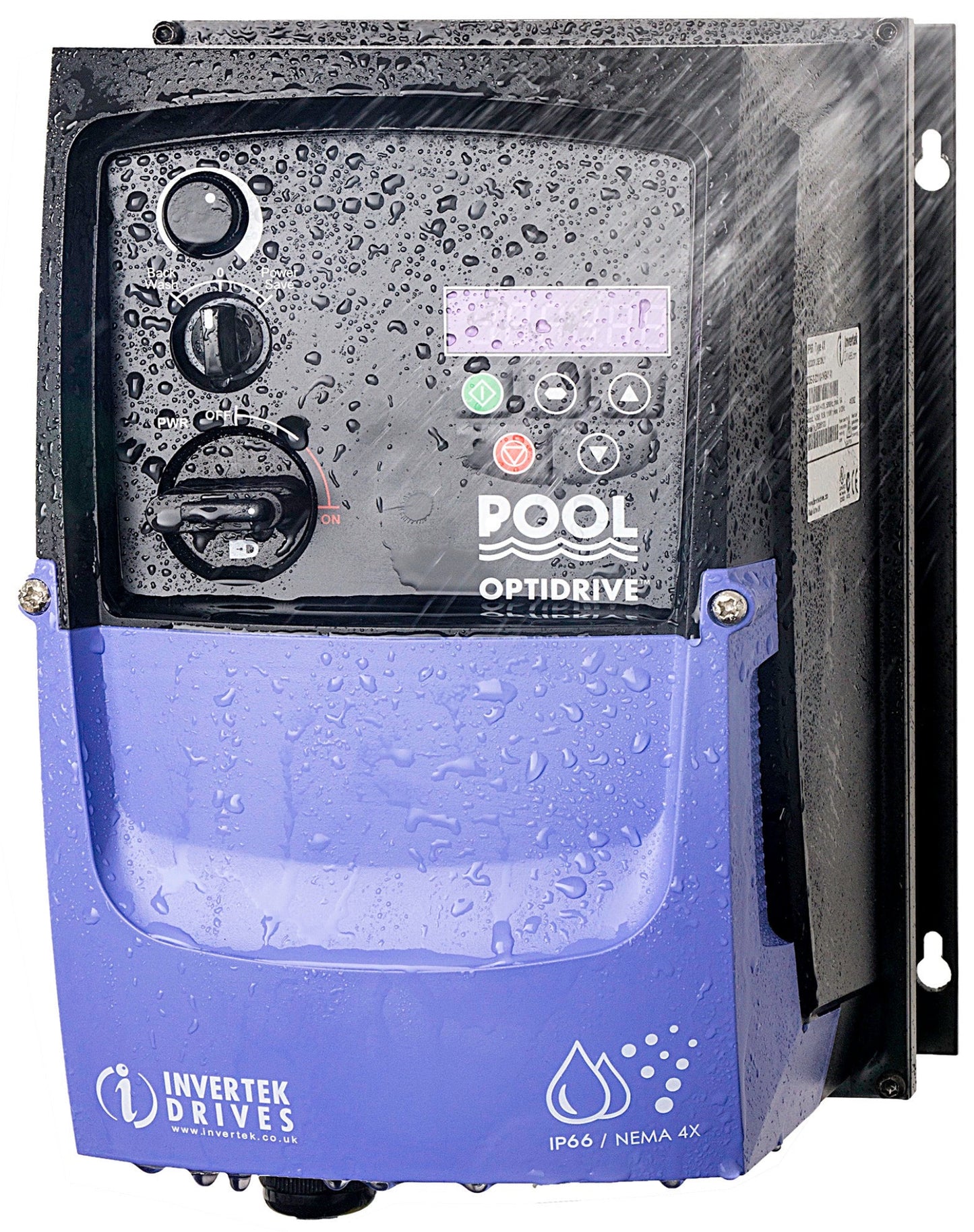 Pool Power Saver IP66 - 4.3A 240V 1ph to 1ph - AC Inverter Drive Speed Controller with Potentiometer and PowerSave/Off/BackWash switch
